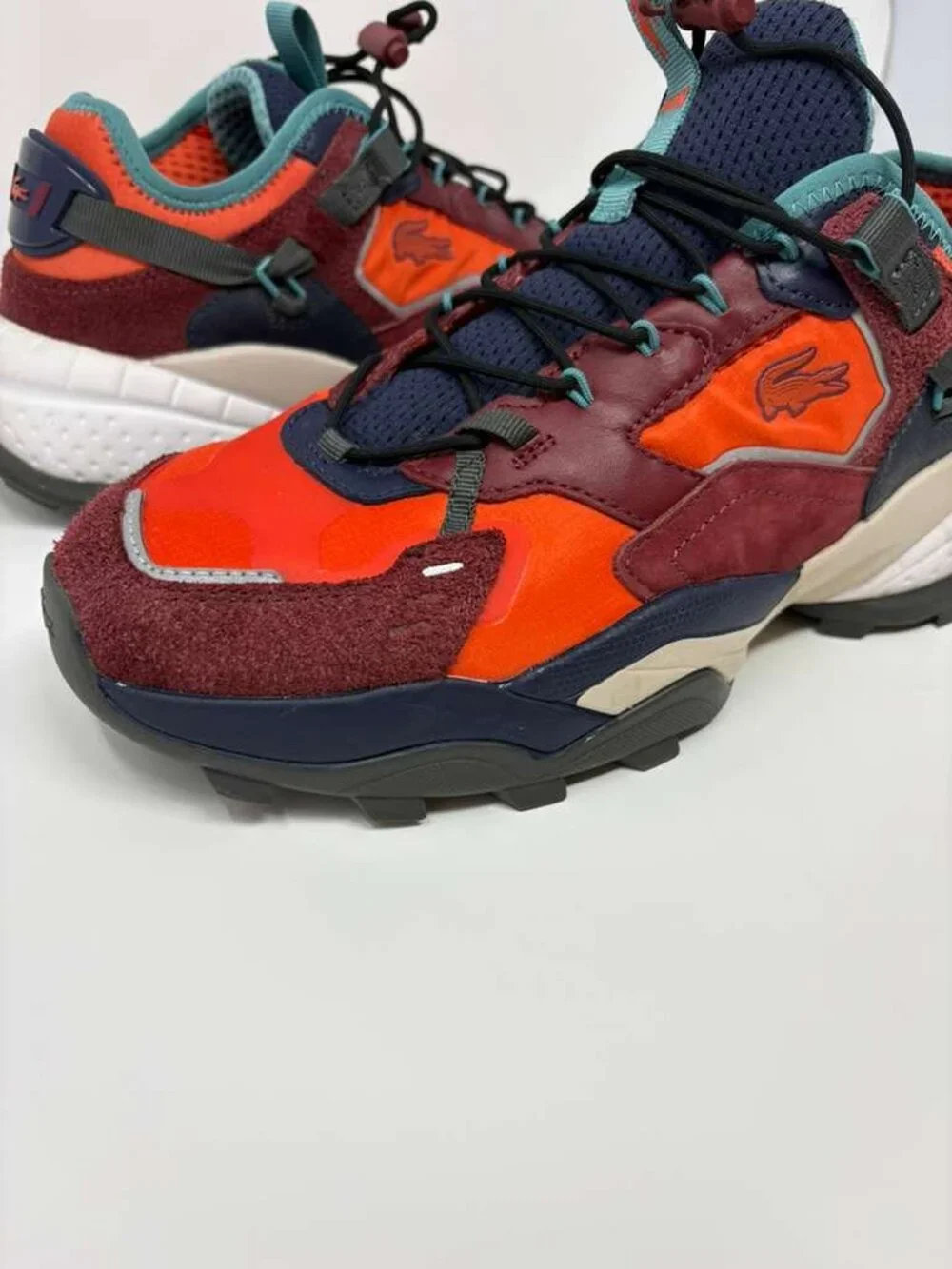 Lacoste L-Guard Breaker Sneakers Mens US 9.5 Orange Burgundy Shoes